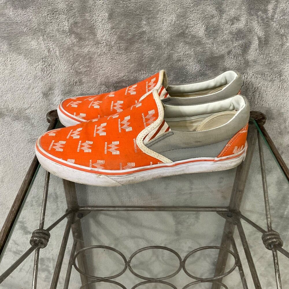 Whataburger Logo Canvas Slip On Shoes Sneakers Men's Size 8 Orange flying W